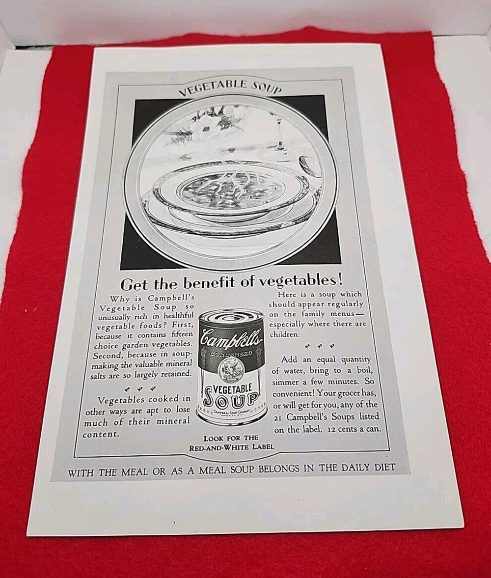 1928 Campbell's "Vegetable Soup Get the Benefit of Vegetables" Ephemera Print Ad